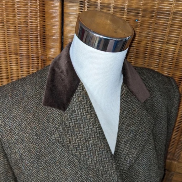 Ralph Lauren Brown/Olive Herringbone Eques Jacket w/ Velvet Collar SIZE 4 - Picture 2 of 8